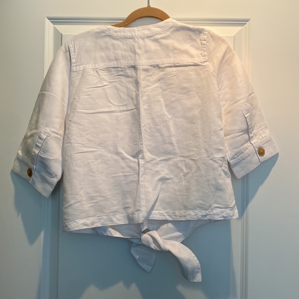 Linen front tie button down - Picture 4 of 5
